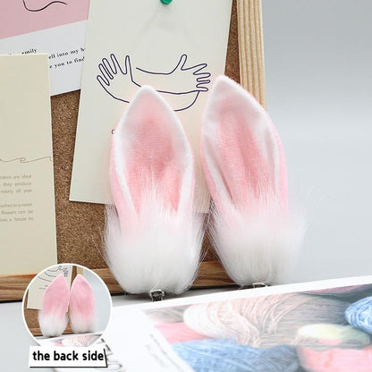 Tsukino Usagi Realistic Furry Rabbit Ears Plush Hair Clips