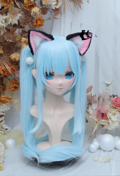 Female Blue Bunches Wig Animegao Kigurumi Mask 19370:274582 19370:274582