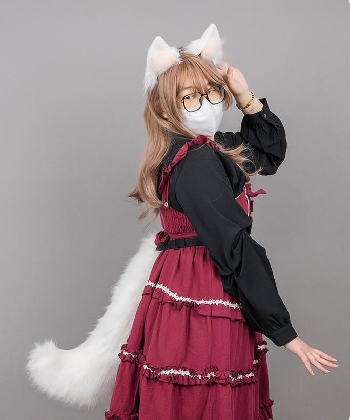 Cute Beast Ear Hairband and Wolf Tail Set