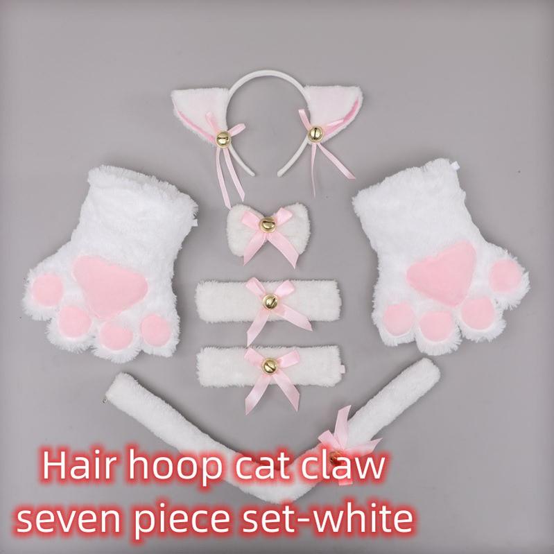 Cat Cosplay Set Cat Ear Headband Paw Gloves 7 Pieces Set