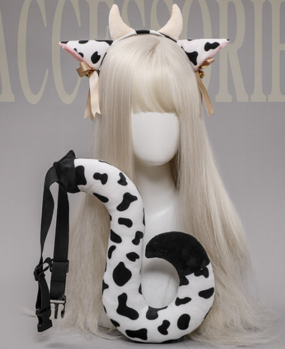 Celebration and Party Fun~ Cartoon Cow Headband and Tail Set