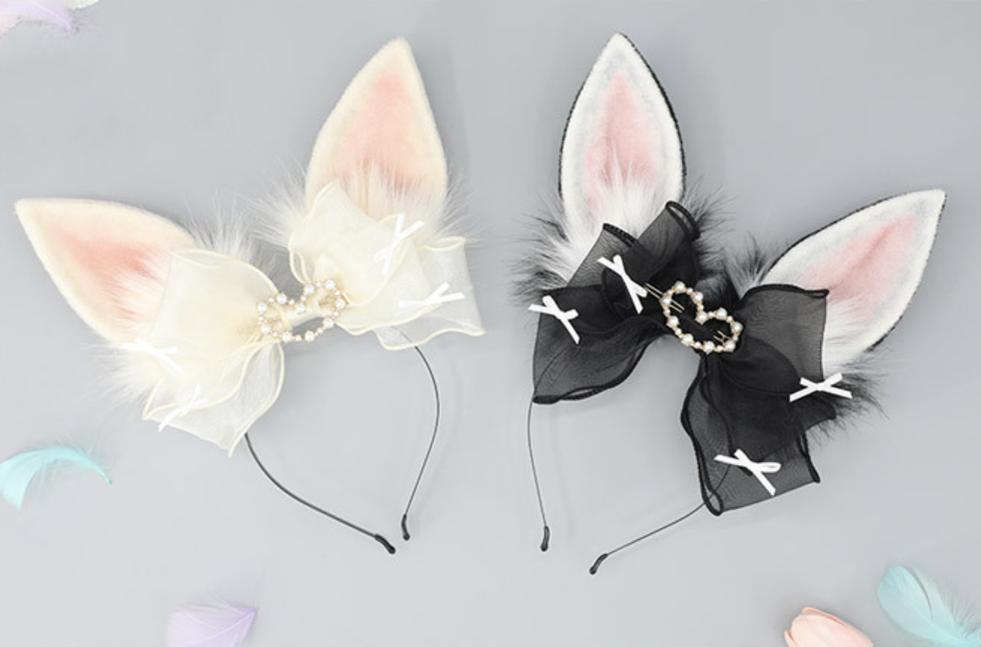 Rabbit Plush Ears Hair Lace Cosplay Accessories 20594:284878