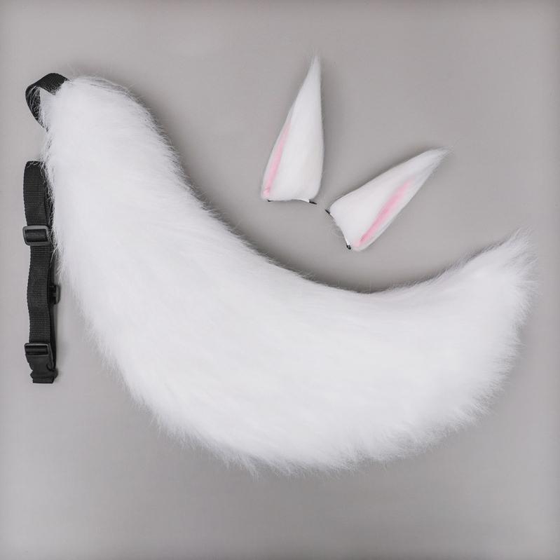 Handcrafted Plush Fox and Wolf Ear Hairclips with Tails in 17 Colors