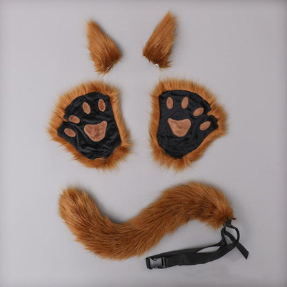 Halloween Animal Ears Hairclips Tail and Paw Gloves Set