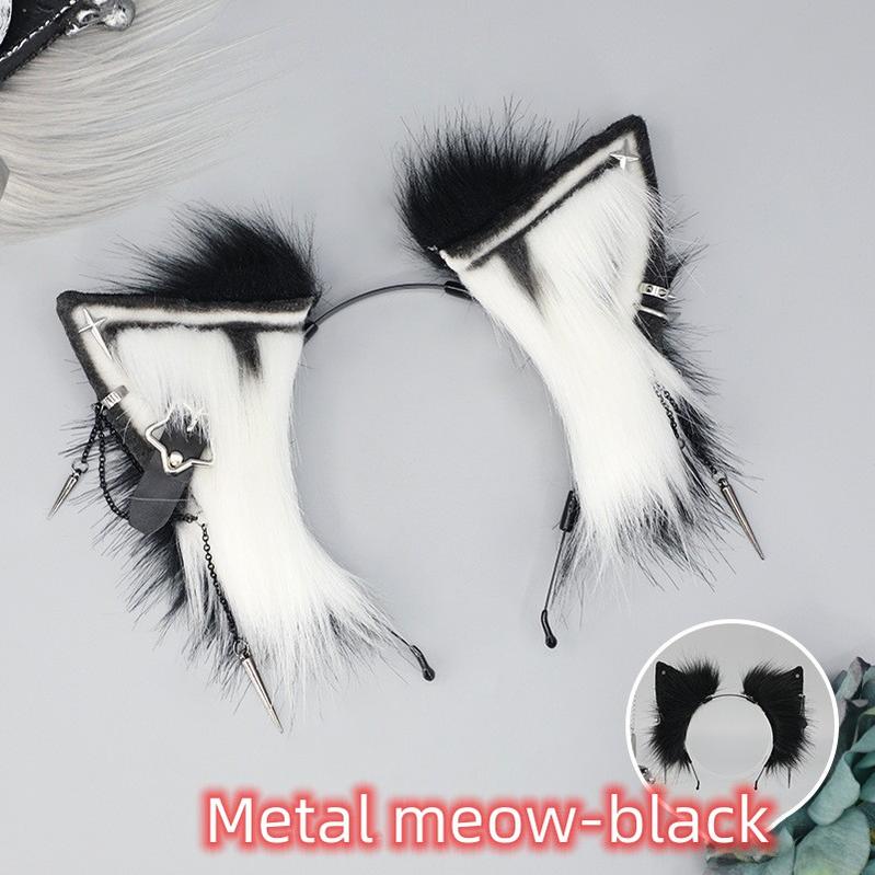 Plush Cute Simulation Metal Punk Cosplay Headwear Cat Ear Headband