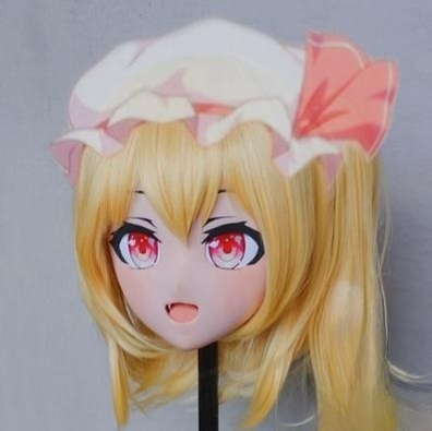 Female Yellow Mid-length Wig Anime Face Kigurumi Mask 19104:276792 19104:276792