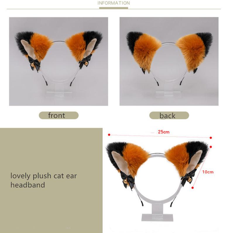 Soft Plush Cat Ear Bell Bow Cosplay Headdress