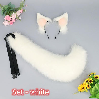 Cute Beast Ear Hairband and Wolf Tail Set