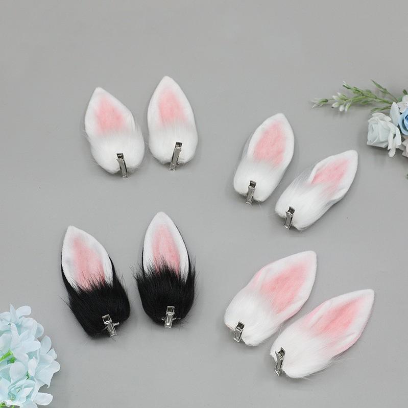 Tsukino Usagi Realistic Furry Rabbit Ears Plush Hair Clips