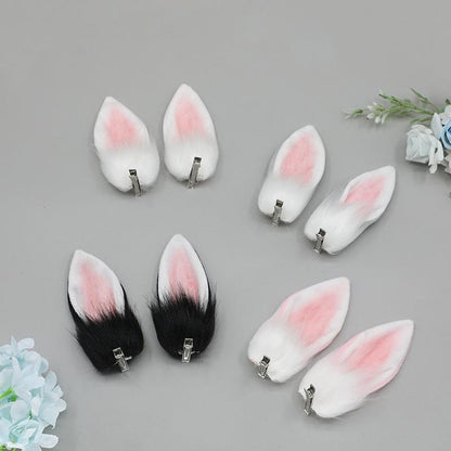 Tsukino Usagi Realistic Furry Rabbit Ears Plush Hair Clips