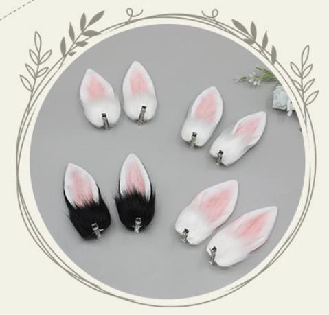 Tsukino Usagi Realistic Furry Rabbit Ears Plush Hair Clips