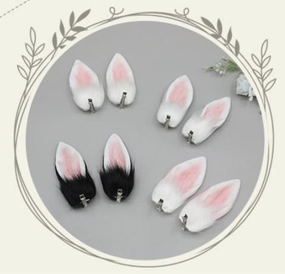 Tsukino Usagi Realistic Furry Rabbit Ears Plush Hair Clips