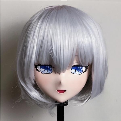 Female Silver Short Wig Anime Cute Face Kigurumi Mask (3) 19130:276884 (3) 19130:276884