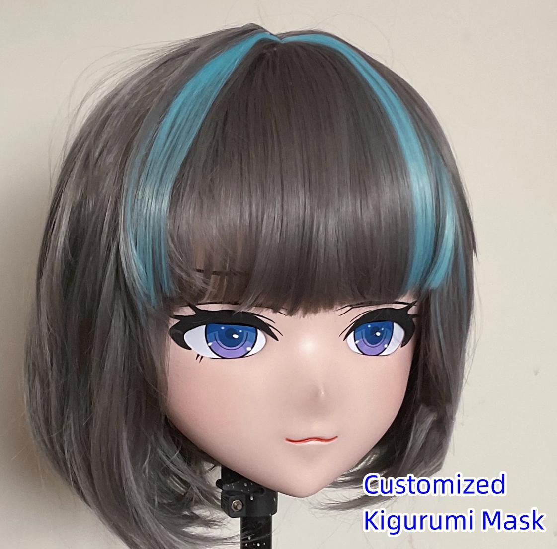 Anime Kigurumi Mask Animal Ears Pink Hair Full Head