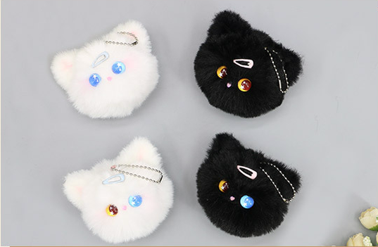 Handmade Lovely Soft Cat Ball Bag Pendant Key-chain Soft Accessories