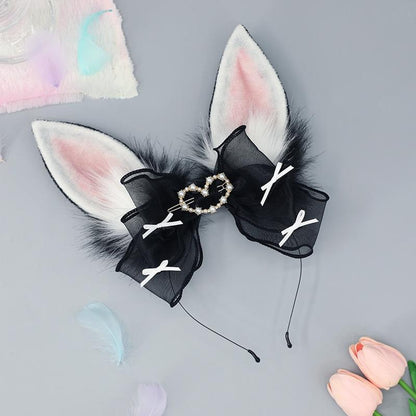 Rabbit Plush Ears Hair Lace Cosplay Accessories 20594:284860