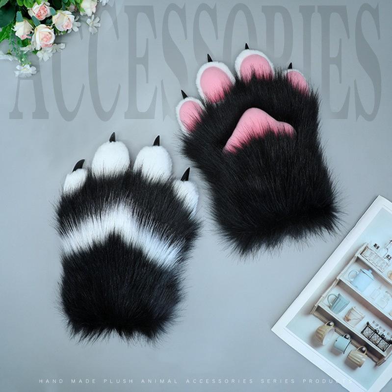 Furry Animal Craws Pink Paw Soft Realistic Performance Cosplay Props