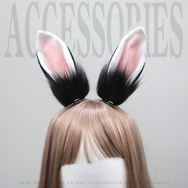 Tsukino Usagi Realistic Furry Rabbit Ears Plush Hair Clips