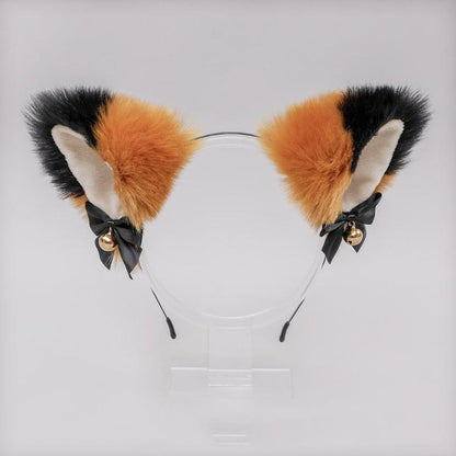 Soft Plush Cat Ear Bell Bow Cosplay Headdress