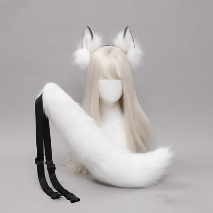 Hand-made Waist Decoration Animal Tail Set Wolf Ear Headwear