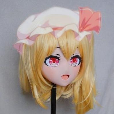 Female Yellow Mid-length Wig Anime Face Kigurumi Mask 19104:276794 19104:276794