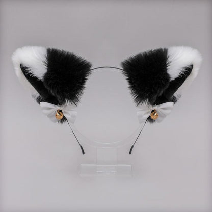 Soft Plush Cat Ear Bell Bow Cosplay Headdress