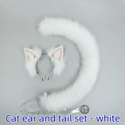 Handmade Simulation Cat Ears Plush Cat Tail Set