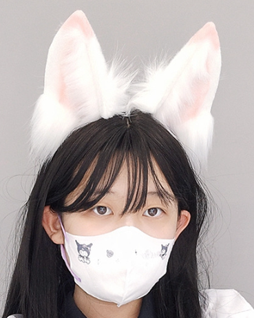 Rechargeable Plush Fox Ear Accessories White Fox Headband