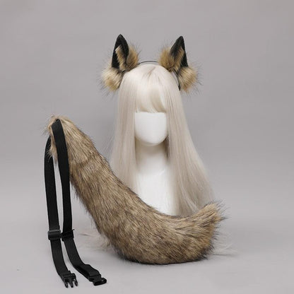 Hand-made Waist Decoration Animal Tail Set Wolf Ear Headwear