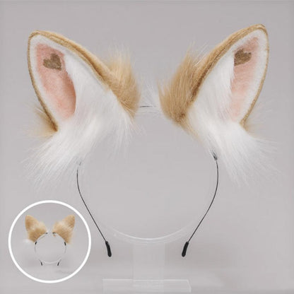 Heart Rabbit Furry Ears Hairband and Tail Set 20280:280482