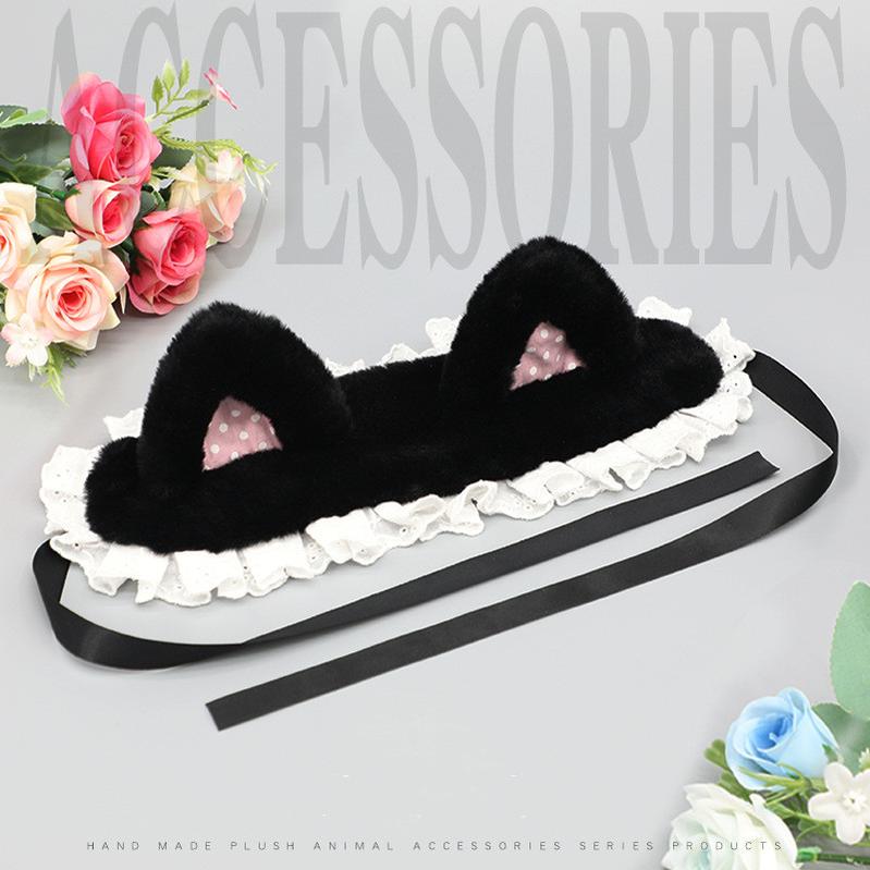 Handcrafted Plush Cat Ear Polka Dot Hair Accessories