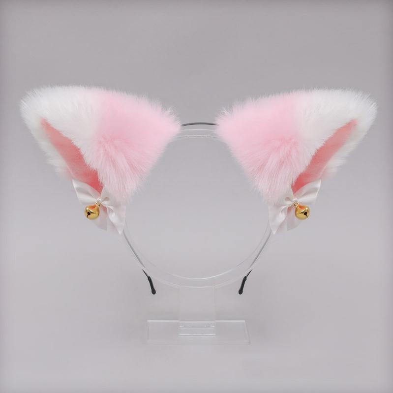 Soft Plush Cat Ear Bell Bow Cosplay Headdress