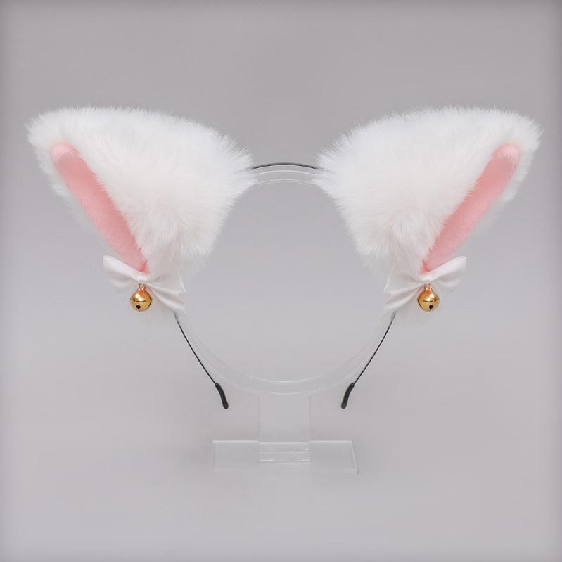 Soft Plush Cat Ear Bell Bow Cosplay Headdress