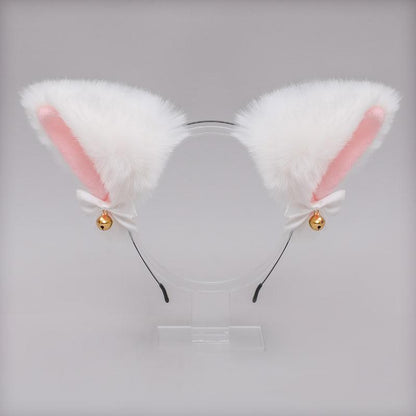 Soft Plush Cat Ear Bell Bow Cosplay Headdress