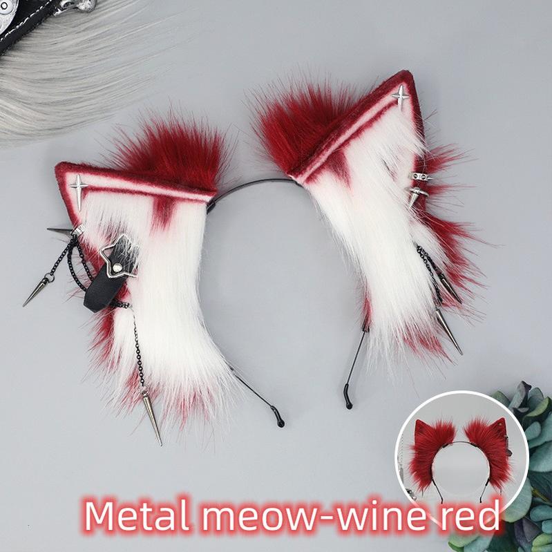 Plush Cute Simulation Metal Punk Cosplay Headwear Cat Ear Headband