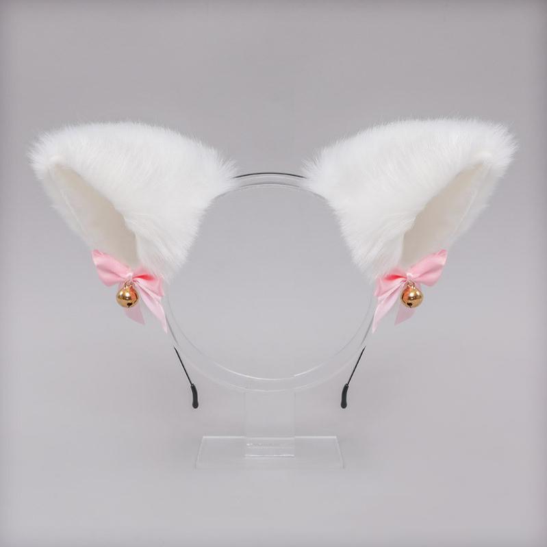 Soft Plush Cat Ear Bell Bow Cosplay Headdress