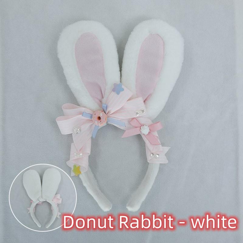 Handmade Plush Headwear Cute Girl Donut Plush Rabbit Ear Band