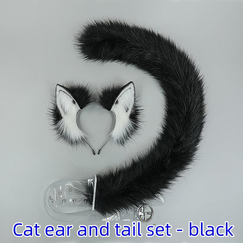 Handmade Simulation Cat Ears Plush Cat Tail Set