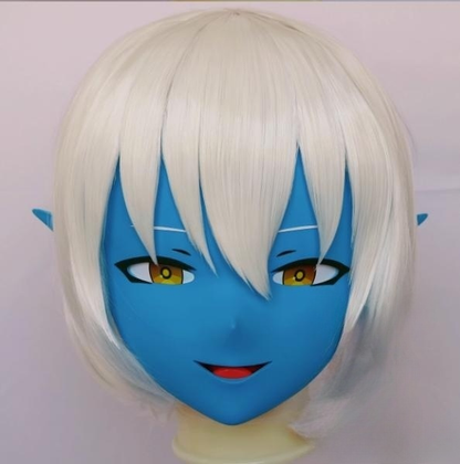 Male White Short Wig Anime Face Kigurumi Mask (3) 19128:276818 (3) 19128:276818