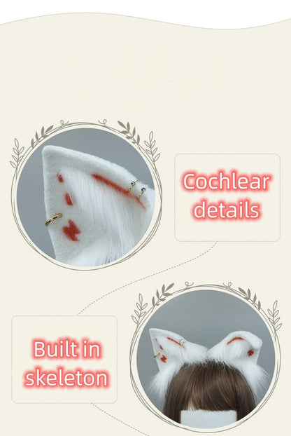 Soft Plush Simulated Plush Snow Fox Ear and Tail Set