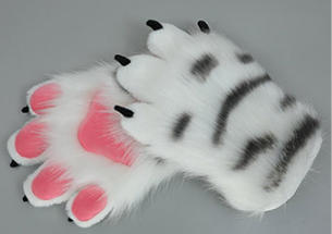 Handcrafted Plush Tiger Paw Gloves for Cosplay and Animal Accessory