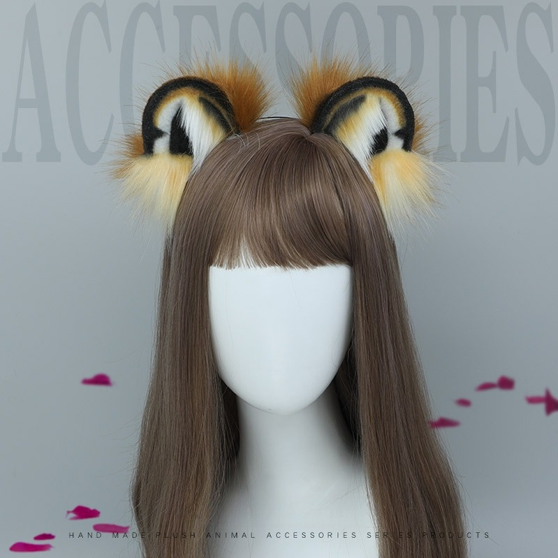 Simulated Fluffy Headdress Animal Tiger Ears Hairband