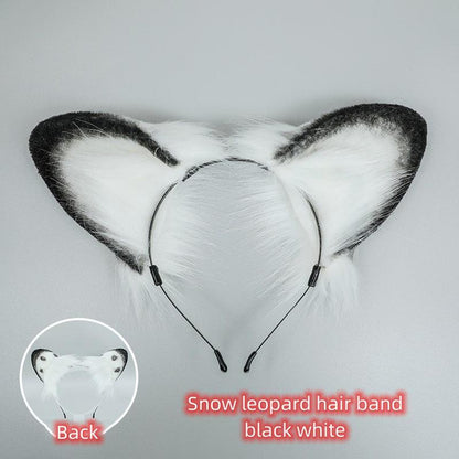 Handmade Simulation of First Snow Leopard Ear Headband