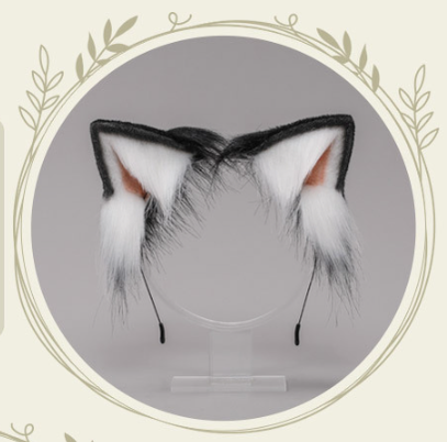 Handcrafted Japanese Cosplay Beast Ears Rem Cat Ear Headband and Tail