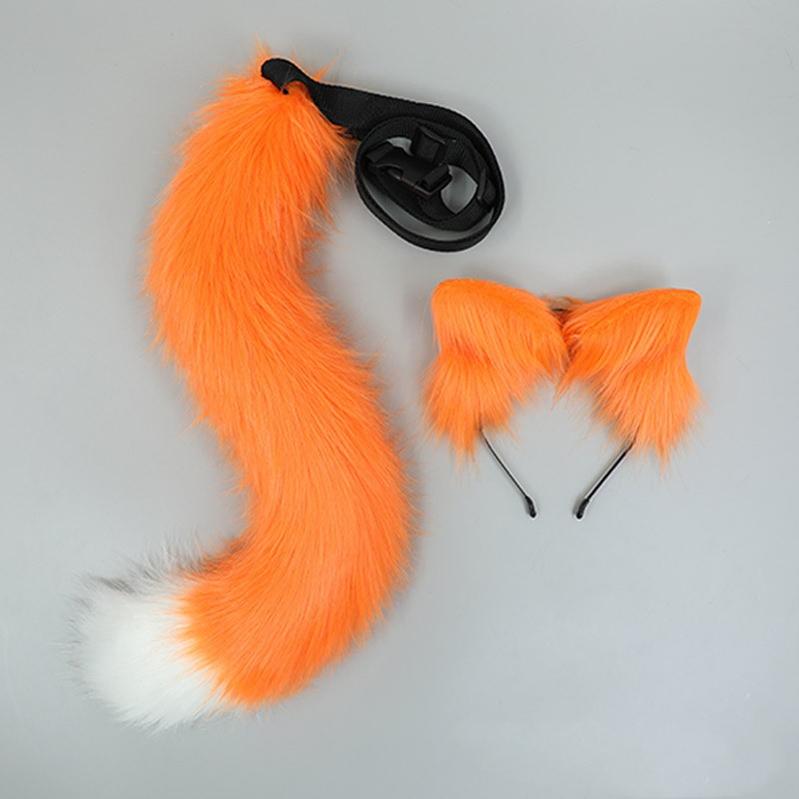 Realistic Plush Furry Hairband Animal Ears Tail Set