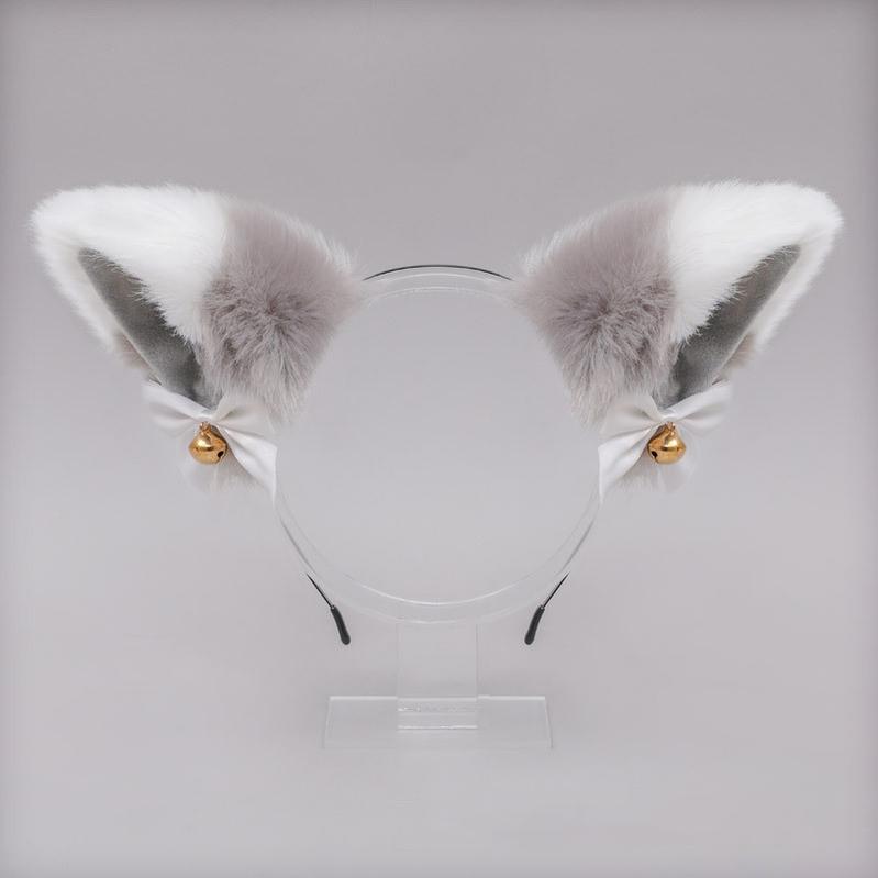 Soft Plush Cat Ear Bell Bow Cosplay Headdress