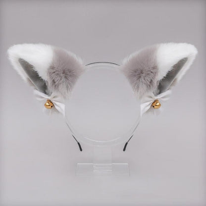 Soft Plush Cat Ear Bell Bow Cosplay Headdress