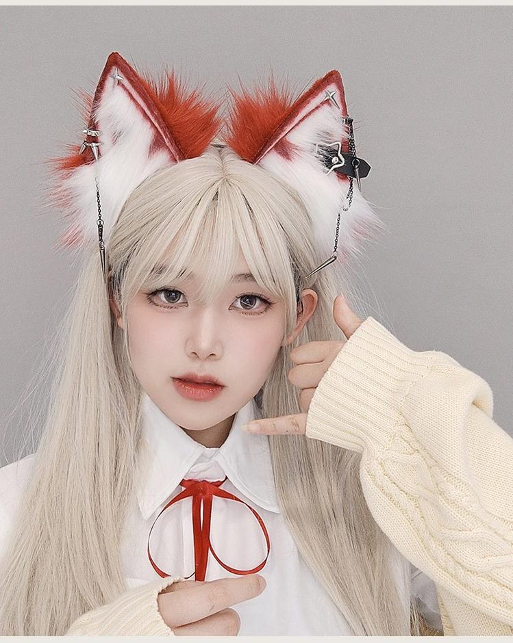 Plush Cute Simulation Metal Punk Cosplay Headwear Cat Ear Headband