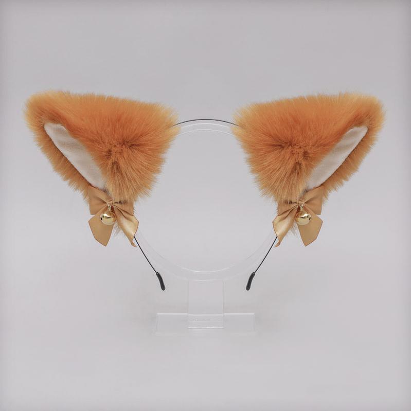 Soft Plush Cat Ear Bell Bow Cosplay Headdress