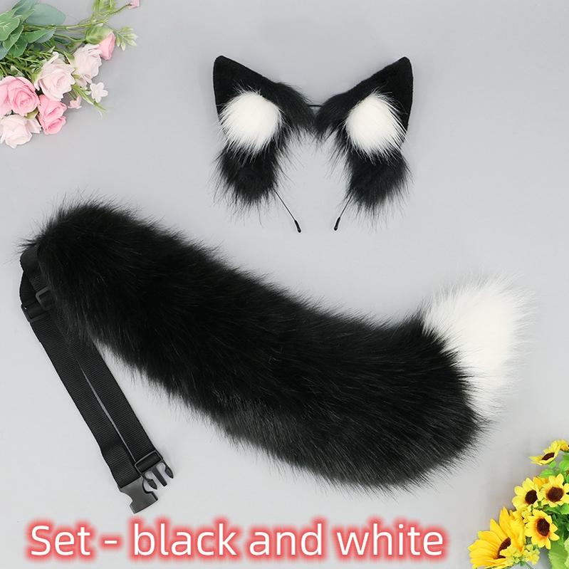 Cute Beast Ear Hairband and Wolf Tail Set